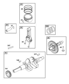 Crankshaft Group Diagram and Parts List for 38E347-0112-G1 200000 - 399999 Briggs and Stratton Engine